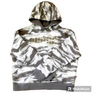 PUMA | Brown Tone Camo Gold Logo Stringless Hoodie - Size M